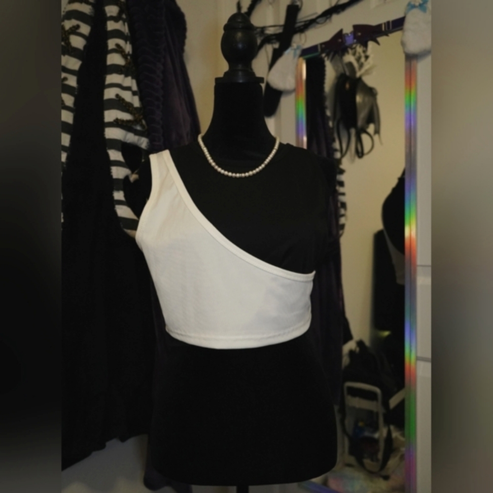 Black and White Tank Crop Top